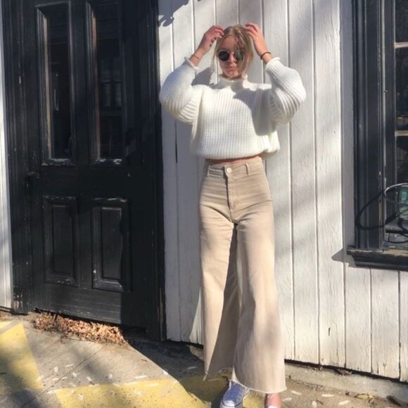 Zara Marine Wide-Leg Jeans - Tan - Size 10 - Picture 10 of 12